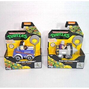 Lot of 2 Teenage Mutant Ninja Turtles Rad Rip Racers Casey Jones & Shredder TMNT